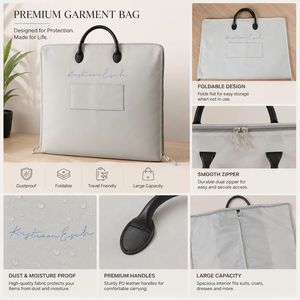 Sac de rangement pour vêtements en tissu Oxford personnalisable, housse de costume zippée grande capacité avec poignée pour achat en gros - Product Image 6