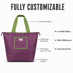 Prix d'usine du Vietnam sac pliable réutilisable personnalisé sac à provisions en polyester écologique à prix réduit - Product Image 2