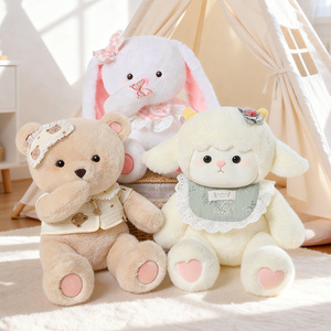 Colección de Peluches Kawaii de Oveja, Oso y Conejo con Atuendos Delicados, Ideal para Decoración de Cuartos de Niños y Regalos Navideños - Product Image 6