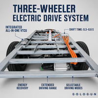 Eje Trasero Eléctrico Integrado de 5kW 10kW 72V FC2A60 con Transmisión Automática de Dos Velocidades para Triciclo Eléctrico y Mini Camión de Carga