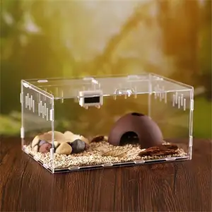 Cage d'alimentation pliable pour Reptile, transparente, en acrylique, pour extérieur