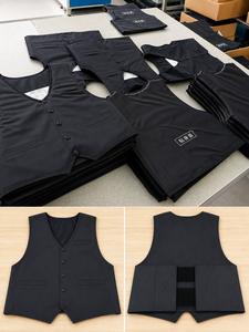 Camiseta/chaleco de trabajo negro de alta calidad y cómodo, resistente a cortes y perforaciones, para uso diario; hecho de poliéster con revestimiento de PE. - Product Image 6