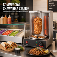 Parrilla Eléctrica Comercial para Shawarma de Acero Inoxidable, Máquina de Doner Kebab con Brocheta Giratoria de Sobremesa, Parrilla Gyro con Calentamiento por Infrarrojos