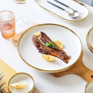 European Style Light Luxury Gold Rim Ceramic Tableware Set Classic Design Household <strong>Dinnerware</strong> Includes Plate Soup - Product Image 4