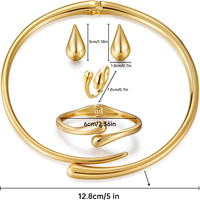 Parure de bijoux en alliage doré pour femme, 4 pièces, inaltérable, collier et boucles d'oreilles minimalistes en forme de goutte, cadeau pour mariage et fête