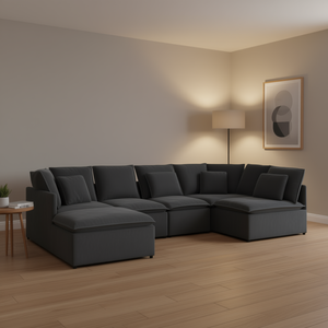 Modular Sectional <b>Sofa</b> Dark Grey Velvet Foam Filling Metal <b>Legs</b> L Shape Living Room Furniture - Product Image 2