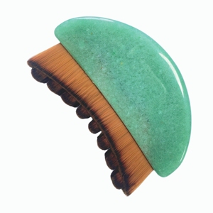Masseur en cristal d'aventurine verte avec poils doux, brosse SPA pour le visage et le corps pour la circulation sanguine, anti-cellulite et relaxation - Product Image 3