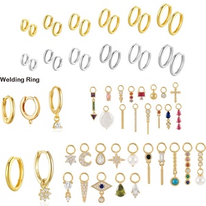 कस्टम गहने ठीक हूप इयररिंग्स कार्टिलेज न्यूनतम गुलाब सोना जुताई 925 स्टर्लिंग चांदी के चार्टों को लटकाया जाता है - Product Image 1