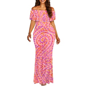 Abiti Estivi Rosa Polinesiani Personalizzabili per Donna, Taglie Forti, Sexy, Stampa su Richiesta, Casual, Monoblocco con Spalle Scoperte - Product Image 4