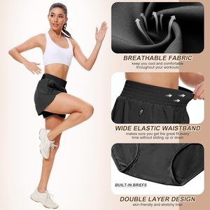 Baleenz Women's Athletic Shorts With Zipper Pockets Elastic Waist Quick Dry Workout Gym <b>Running</b> Shorts 5 Pack - Product Image 2