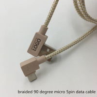 El mejor cable USB de 90 grados en ángulo recto de alta velocidad 2,0 Micro 480Mbps Cable de cargador para computadora portátil Android
