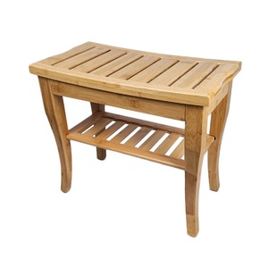 2023 New Arrival Factory Custom <strong>Teak</strong> Shower Seat Storage <strong>Bench</strong> Seating Durable Bamboo Shower Stool With Two Layers - Product Image 2