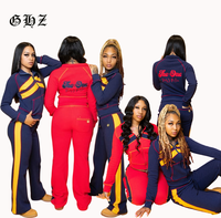 Ensemble de survêtement pour femme 2026 en coton gaufré, 2 pièces : veste et pantalon de survêtement avec logo brodé