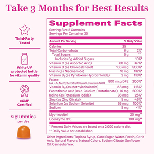 Bonbons gélifiés multivitaminés pour la fertilité féminine bien conçus, CoQ10, équilibre hormonal biologique, acide folique, zinc, bonbons gélifiés pour la fertilité des femmes - Product Image 2