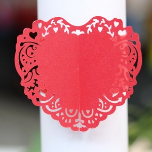 Cuore di Carta Tagliata Al Laser Anello di Tovagliolo di Tabella della Festa Nuziale Decorazioni di Carta - Product Image 6