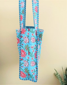 Bolso Tote Acolchado Hecho a Mano con Estampado JaipurblockPrintArt Azul Indio, Bolso de Hombro Ecológico con Cierre de Cremallera, Sostenible - Product Image 5