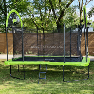 <span class=keywords><strong>Trampoline</strong></span> rectangulaire Zoshine robuste 10*14 pieds avec deux paniers de <span class=keywords><strong>basket</strong></span> et pieds stables pour les enfants et les adultes, pour le loisir et l'entraînement au saut - Product Image 1