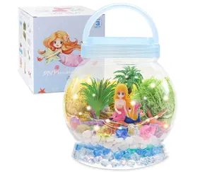 Kit de terrario ligero para niños, juguetes de sirena, regalos de sirena para niñas, minihada mágica de jardín en frasco