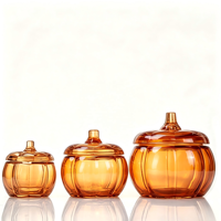 Pot à bougie en verre de luxe unique en forme de citrouille pour la décoration d'Halloween, pots à bougies en forme de citrouille