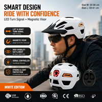 Casque de vélo VTT pour adulte certifié CE ultra-sûr, visière magnétique anti-buée, matériau PC+EPS, lumière LED rechargeable, protection