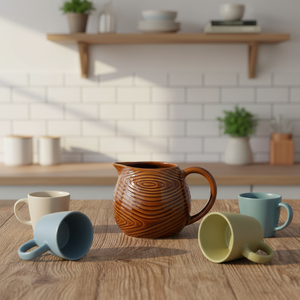 Eco-friendly tazza di caffè in ceramica personalizzata di piccole dimensioni durevole con disegno di grano di legno e <span class=keywords><strong>becco</strong></span> Design unico - Product Image 2