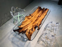 Table en bois époxy transparent de haute qualité en gros meubles de salle à manger d'art de résine pour hôtels et fermes en bois massif