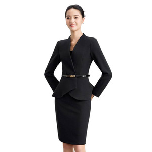 Professional Women's Gray Suit Long Sleeve Skirt Set Hotel Uniform Fall 2025 - Product Image 5