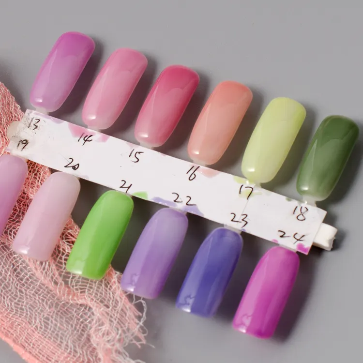 ODM15ml Low MOQ Custom Logo Vegan Cosmetic Semi permanentes Nails Temperature Color Change Gel Polish For Nail Salon
