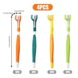 Fabrika toptan Pet diş fırçası renkli 3 taraflı diş fırçası Pet diş bakımı köpek kedi ağız diş sağlığı için 360 köpek diş fırçası - Product Image 6