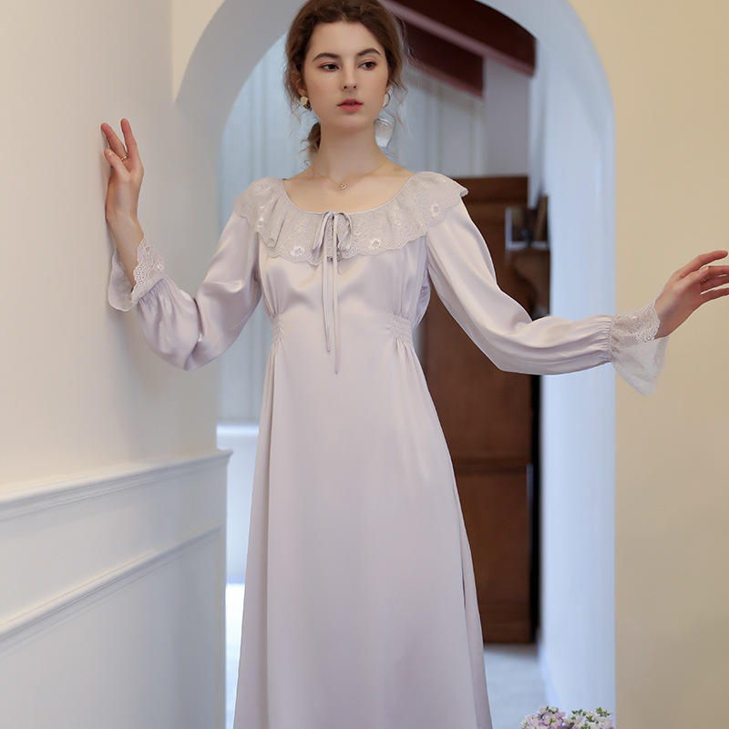 silk satin nightgown girl night dress ladies nightwear sleep wear plus size night dress for Women's Sleepwear
