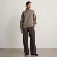 Pull col roulé sur mesure pour femme 100 % pure laine, tricoté sur mesure, coupe oversize à épaules tombantes, élégant, épais et chaud pour l'hiver