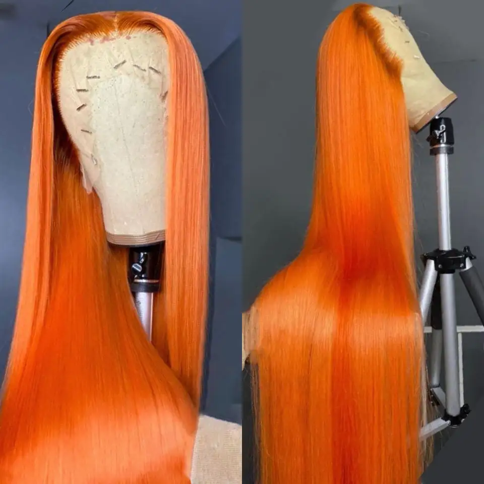 Оранжевый имбирь глубоко вьющиеся синтетические волосы парик 100% человеческих волос девственницы hd прозрачный кружевной фронтальной волнистые Имбирь глубоко вьющиеся синтетические волосы на кружеве парик
