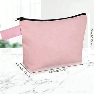 Sacs à maquillage en toile personnalisés, sacs cosmétiques en gros avec fond, pochette de voyage en toile à fermeture éclair, sac à main vierge multi-usages pour femmes - Product Image 6