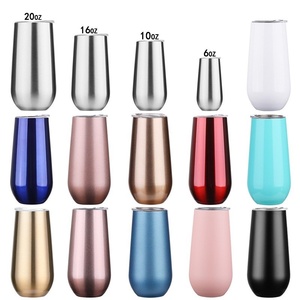 BORGE personalizado 10oz/300ml doble pared de acero inoxidable aislamiento al vacío forma de huevo vino champán flautas taza vaso - Product Image 1