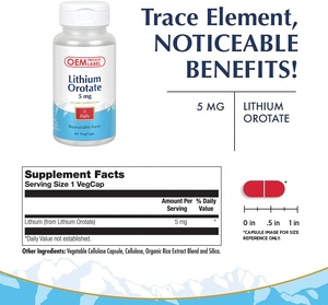 Hữu Cơ Cám Gạo chiết xuất <span class=keywords><strong>Lithium</strong></span> orotate viên nang OEM <span class=keywords><strong>Lithium</strong></span> orotate 5 miligam viên nang Chelated cho hỗ trợ tâm trạng - Product Image 3
