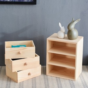 Organizador de Escritorio de Madera Simple, Gabinete de Almacenamiento de Tres Niveles con Cajones, Color Madera Natural, Tipo Vertical, Organizador de Oficina - Product Image 2