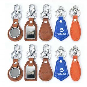 Personalized Logos and Shapes Creative Retro Keychain Cowhide Design Pu Leather <b>Key</b> Ring With <b>Custom</b> Logo Gift Idea - Product Image 3