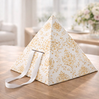 Individuell Bedruckte Biologisch Abbaubare Pyramidenförmige Dessertbox Einweg 3-stöckiger Verpackungsbehälter für Kuchen Eierkuchen Gebäck Bäckerei