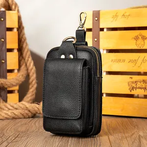 Genuine Luxury Leather For Men mobile phone belt holster Leather Mobile Phone Case