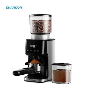Espresso de acero inoxidable, máquina porta-filtros de 53 y 58mm, 51 ajustes de molienda, rebaba eléctrica, molinillos cónicos de granos de café