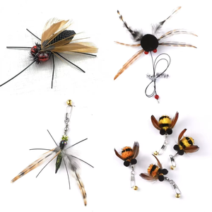Jouet pour <span class=keywords><strong>chat</strong></span> réaliste <span class=keywords><strong>et</strong></span> écologique, grande tête d'insecte de remplacement, plume, fil de fer, cloche, baguette de stimulation, exercice, petit insecte volant - Product Image 6