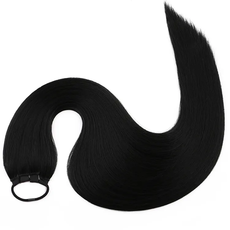 34 इंच लंबे सीधे काले पोनी टेल के साथ उच्च तापमान फाइबर सिंथेटिक लट चोटी एक्सटेंशन बाल टाई के लिए महिलाओं का इस्तेमाल