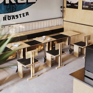 Moderno China Mcdonald cuero madera cuadrado restaurante muebles Banco cabina asiento Mesa silla conjunto cómodo para Pizza café - Product Image 3