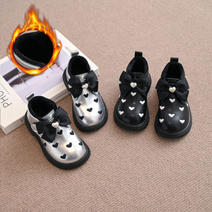 Stivali per bambini autunno inverno stivali corti per ragazze <span class=keywords><strong>con</strong></span> Pattern a forma di cuore e <span class=keywords><strong>scarpe</strong></span> da bambina alla moda <span class=keywords><strong>con</strong></span> fiocco - Product Image 2