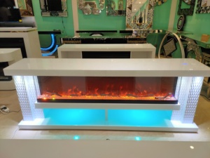 Mueble para TV de MDF <span class=keywords><strong>Guanlong</strong></span> Glam con Luces Integradas y Chimenea Eléctrica Decorativa, Mueble para TV con Espejo, Mueble para TV, Mesa, Kamin Hogar - Product Image 1