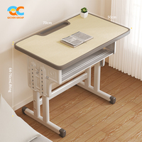Table d'étude réglable de qualité supérieure 70x50cm, finition grain de bois avec étagère de rangement, mobilier scolaire pour la maison et la salle de classe
