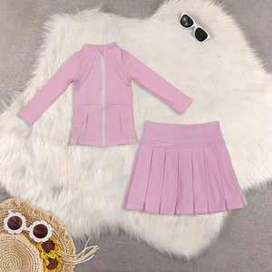 ชุดกีฬาสีพื้น RTS แขนยาวแบบมีซิปสำหรับเด็กผู้หญิง ชุดโยคะเด็กผู้หญิง ชุดออกกำลังกายเด็กผู้หญิง ชุดสองชิ้น - Product Image 3