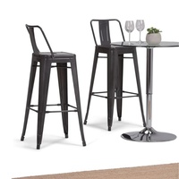 Tabouret de bar industriel vintage en métal à dossier haut, chaise de salle à manger empilable en fer pour café, bar, maison, cuisine