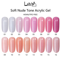 Lehchis 30g Marque Privée 16 Couleurs Gel Poly UV LED Rose Nude Doux pour Extension d'Ongles Gel Acrylique Constructeur