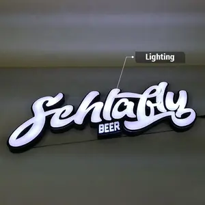 Branco led neon sinal de iluminação personalizado neon letra sinais cerveja marca logotipo anúncio